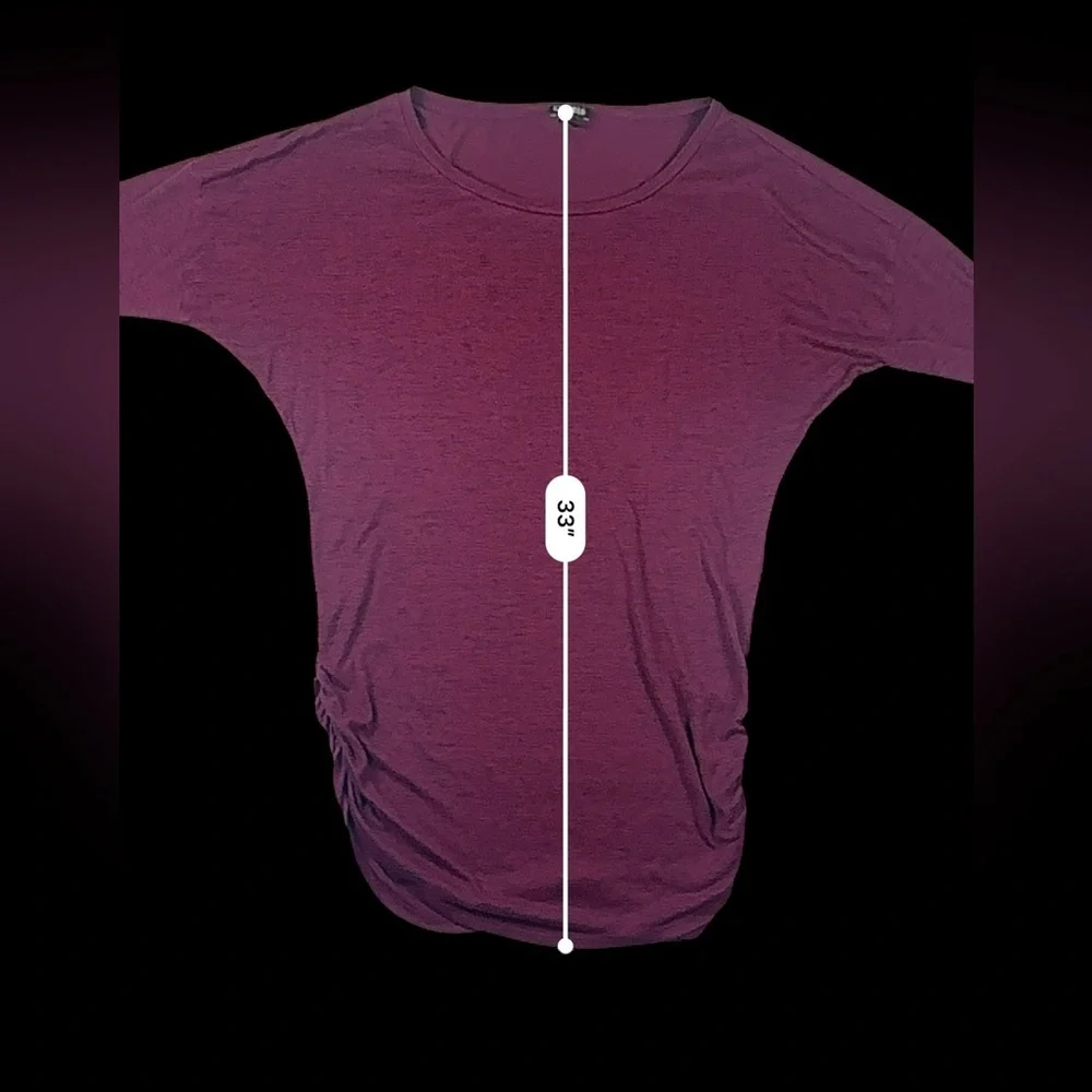 Express Burgundy Ruched Knit Top Stretch Jersey – Size Large - Picture 10 of 16